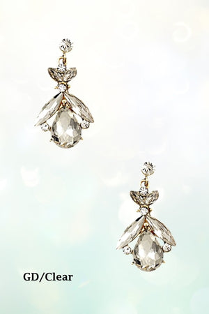FACETED GEM ORNATE DROP EARRING