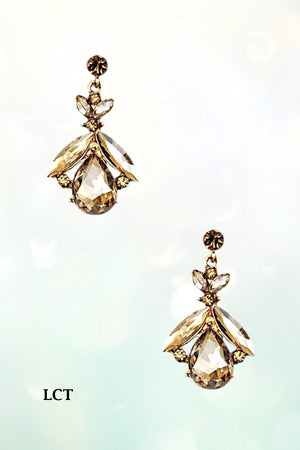 FACETED GEM ORNATE DROP EARRING