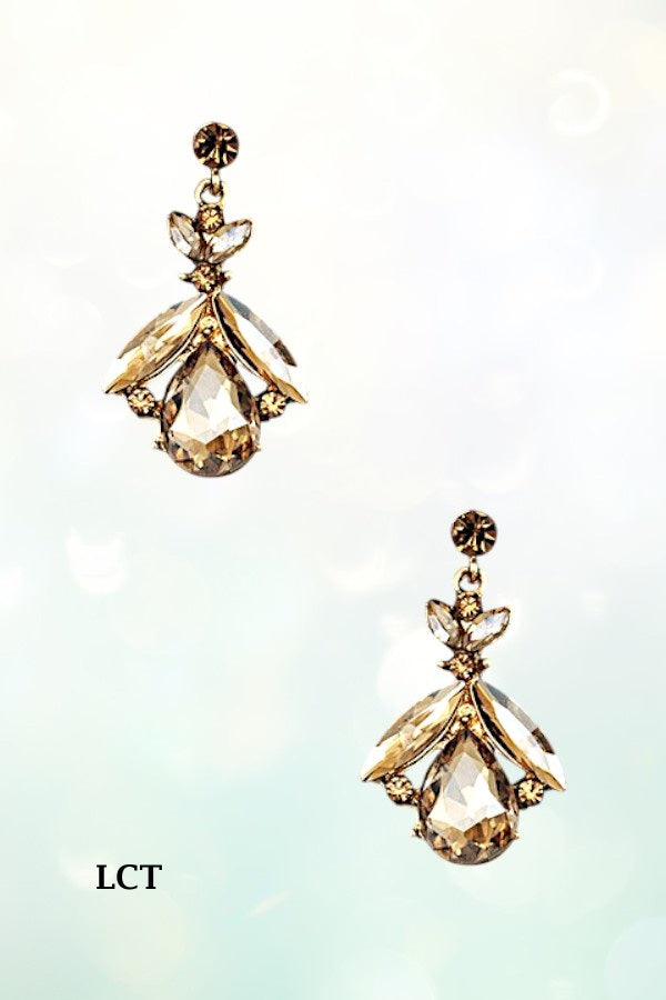 FACETED GEM ORNATE DROP EARRING