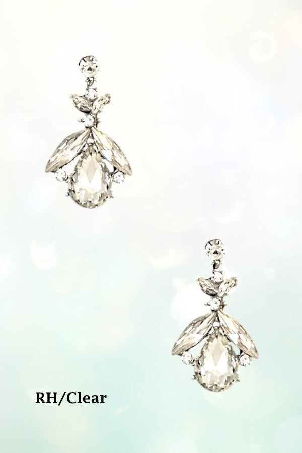 FACETED GEM ORNATE DROP EARRING