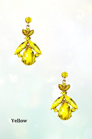 FACETED GEM ORNATE DROP EARRING