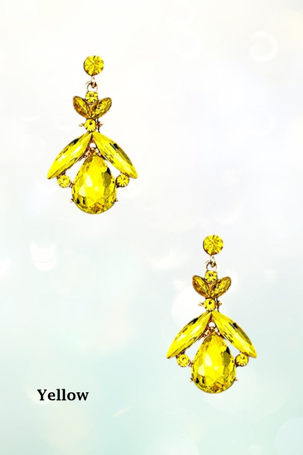 FACETED GEM ORNATE DROP EARRING