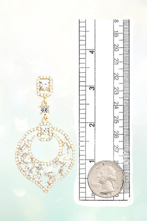 CRYSTAL GEM LEAF SHAPE DANGLE EARRING