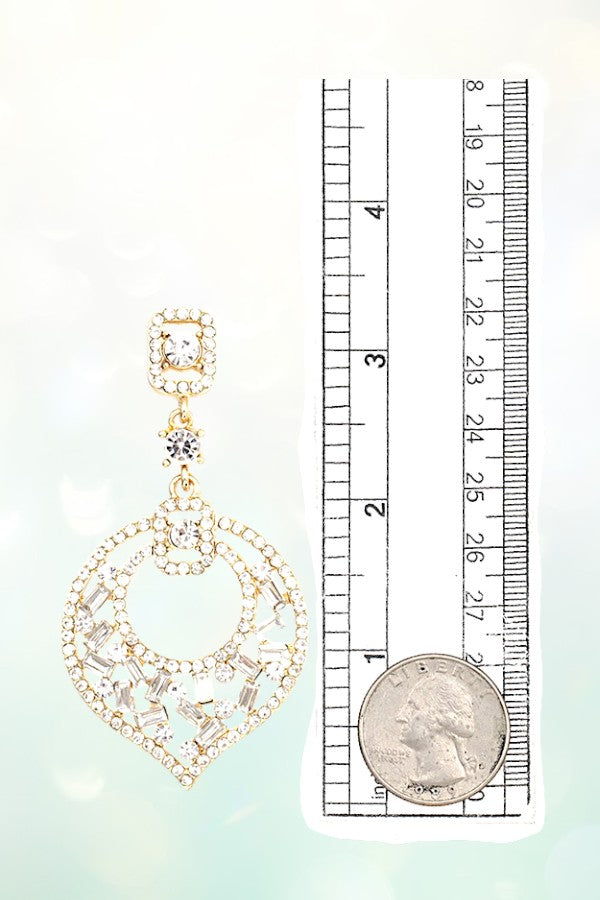 CRYSTAL GEM LEAF SHAPE DANGLE EARRING