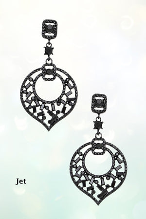 CRYSTAL GEM LEAF SHAPE DANGLE EARRING