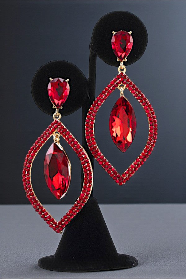 MARQUISE RHINESTONE FRAMED DROP EARRING