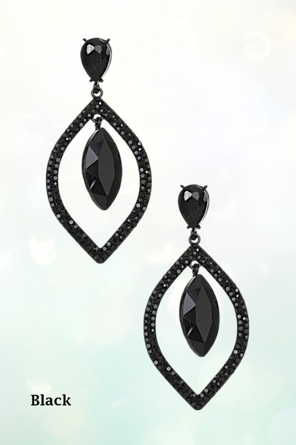 MARQUISE RHINESTONE FRAMED DROP EARRING