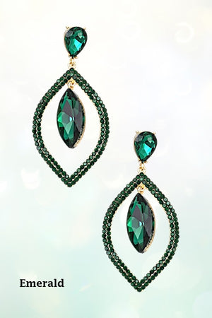 MARQUISE RHINESTONE FRAMED DROP EARRING