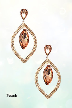 MARQUISE RHINESTONE FRAMED DROP EARRING
