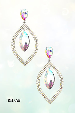 MARQUISE RHINESTONE FRAMED DROP EARRING