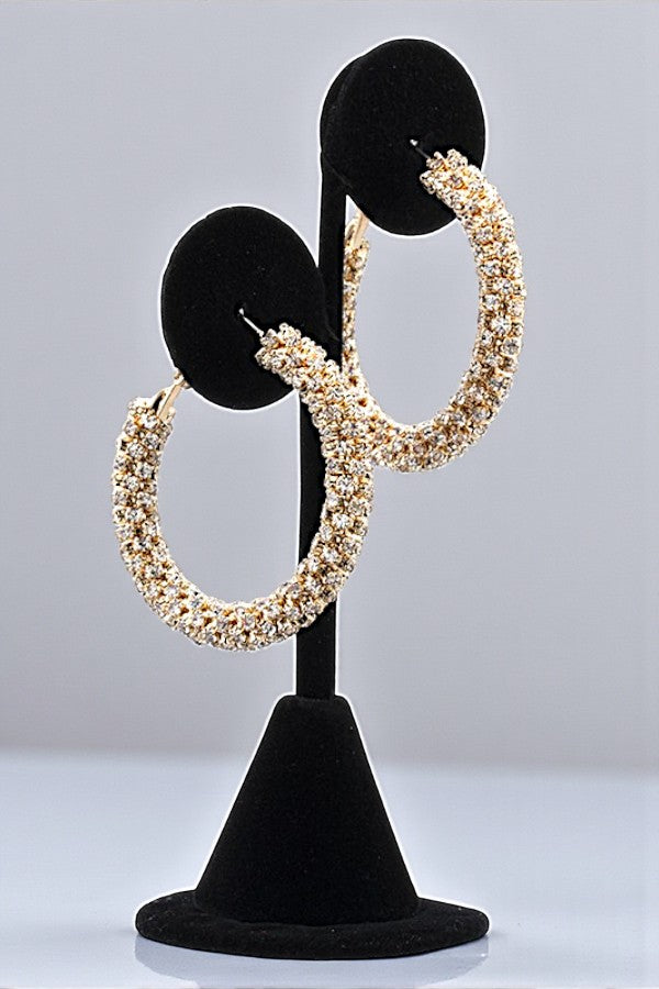 ENCRUSTED RHINESTONE PAVE HOOP EARRING