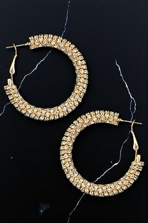 ENCRUSTED RHINESTONE PAVE HOOP EARRING