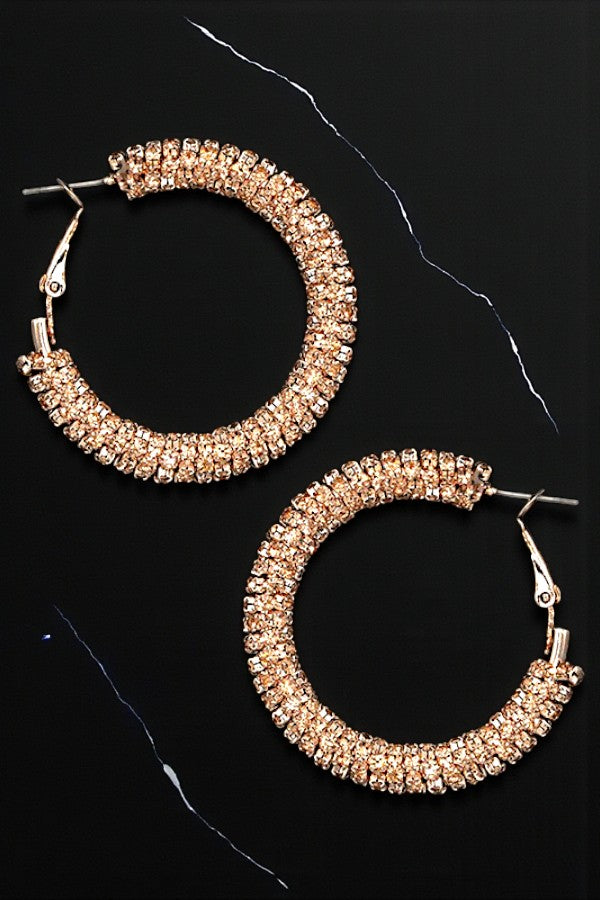 ENCRUSTED RHINESTONE PAVE HOOP EARRING