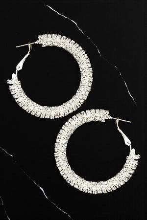 ENCRUSTED RHINESTONE PAVE HOOP EARRING