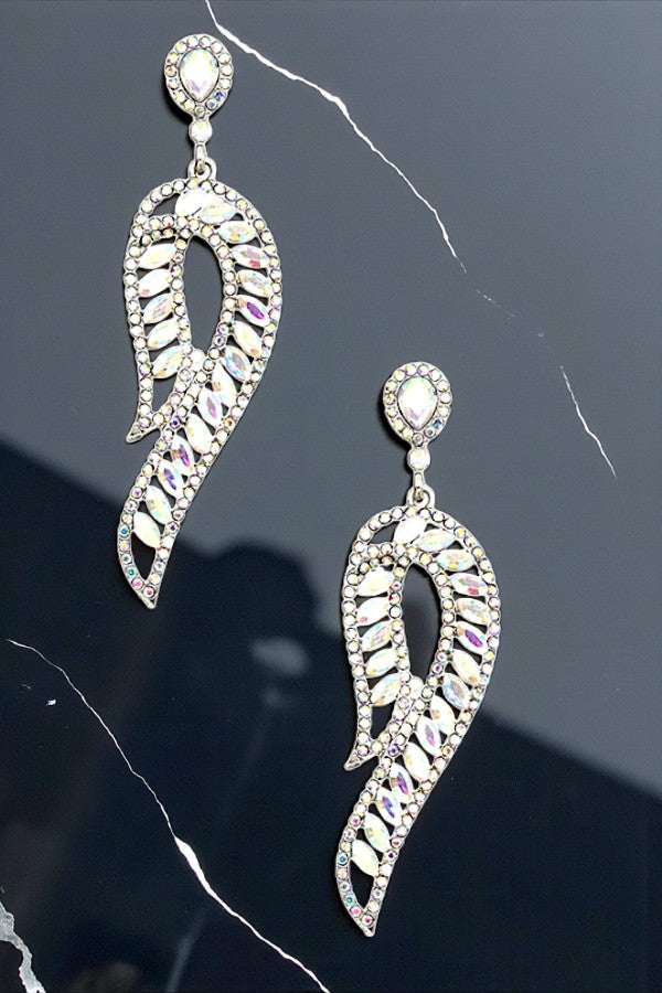 CRYSTAL GEM PAVE CURVE DROP EARRING