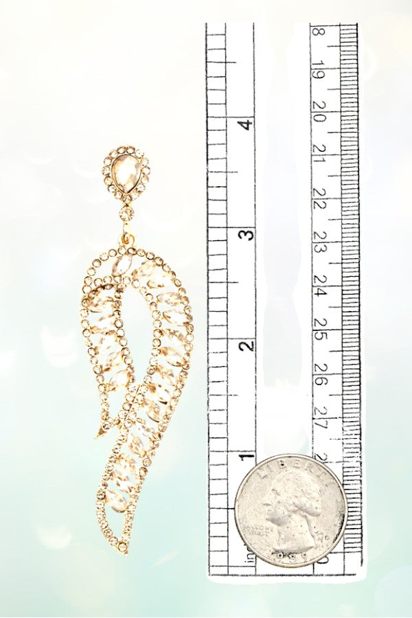 CRYSTAL GEM PAVE CURVE DROP EARRING