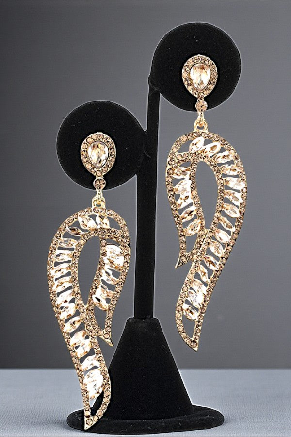 CRYSTAL GEM PAVE CURVE DROP EARRING