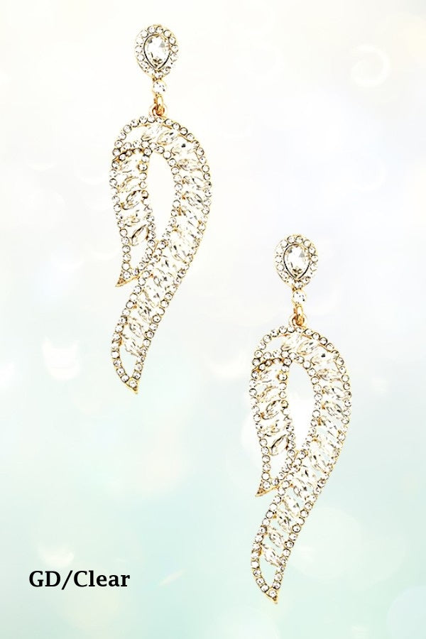 CRYSTAL GEM PAVE CURVE DROP EARRING