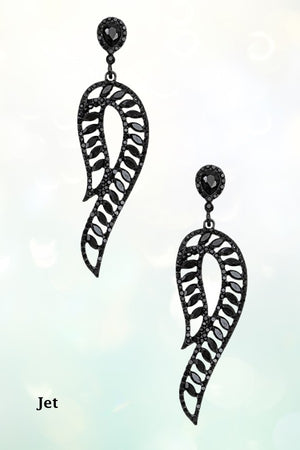 CRYSTAL GEM PAVE CURVE DROP EARRING