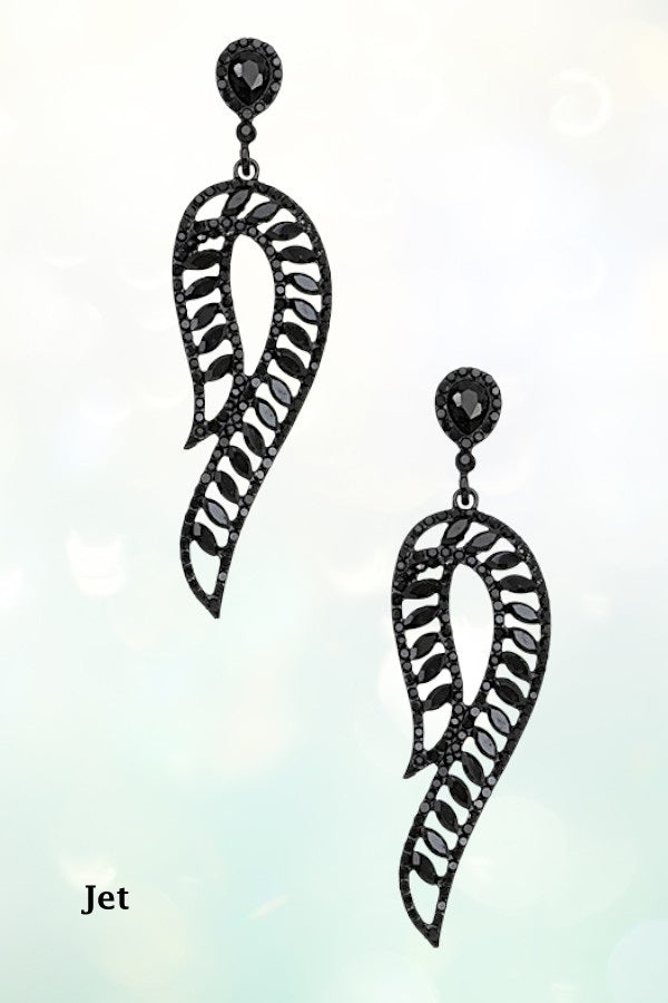 CRYSTAL GEM PAVE CURVE DROP EARRING