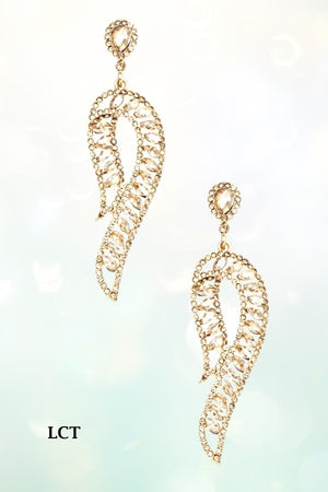 CRYSTAL GEM PAVE CURVE DROP EARRING