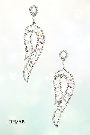 CRYSTAL GEM PAVE CURVE DROP EARRING