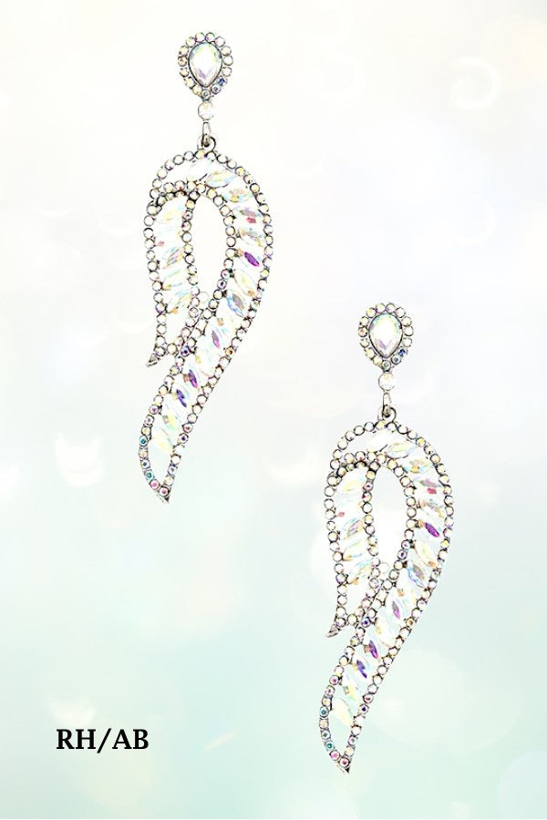 CRYSTAL GEM PAVE CURVE DROP EARRING