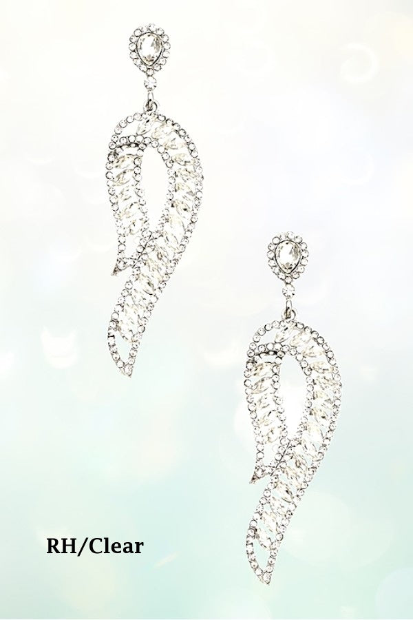 CRYSTAL GEM PAVE CURVE DROP EARRING