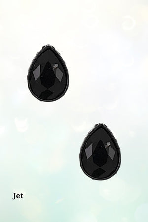 FACETED CRYSTAL GEM TEARDROP POST EARRING
