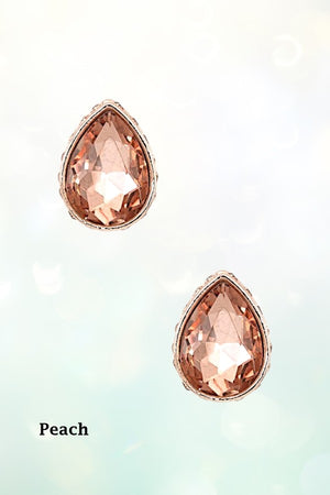 FACETED CRYSTAL GEM TEARDROP POST EARRING