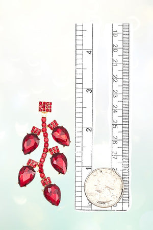 FACETED CRYSTAL GEM VINE ACCENT DROP EARRING