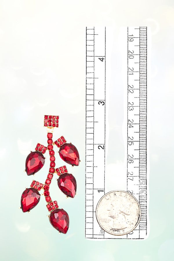 FACETED CRYSTAL GEM VINE ACCENT DROP EARRING