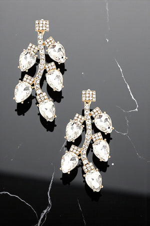 FACETED CRYSTAL GEM VINE ACCENT DROP EARRING