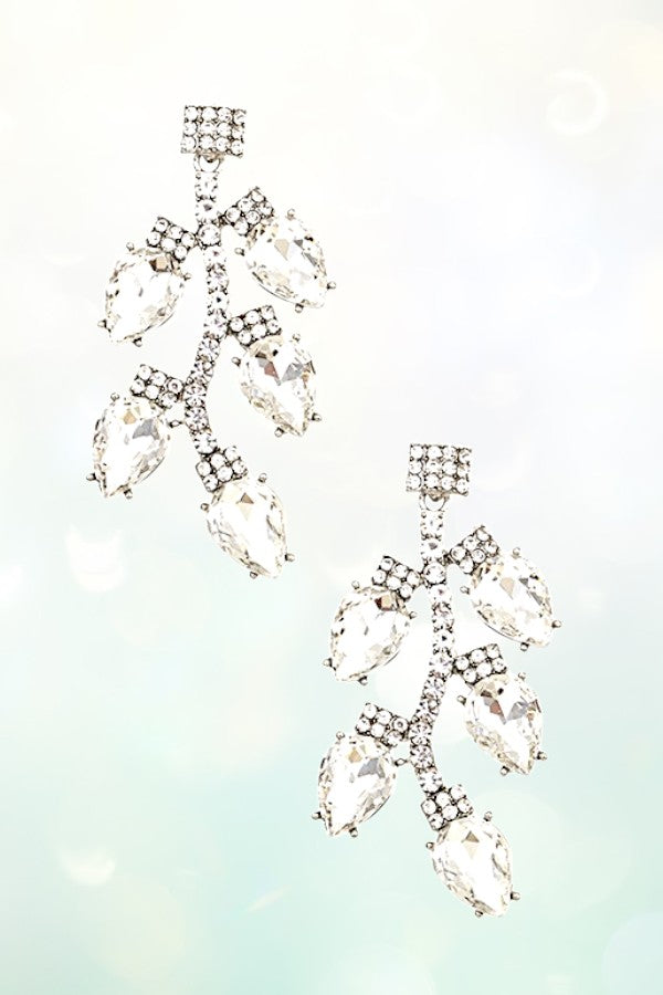 FACETED CRYSTAL GEM VINE ACCENT DROP EARRING