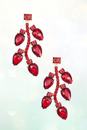 FACETED CRYSTAL GEM VINE ACCENT DROP EARRING