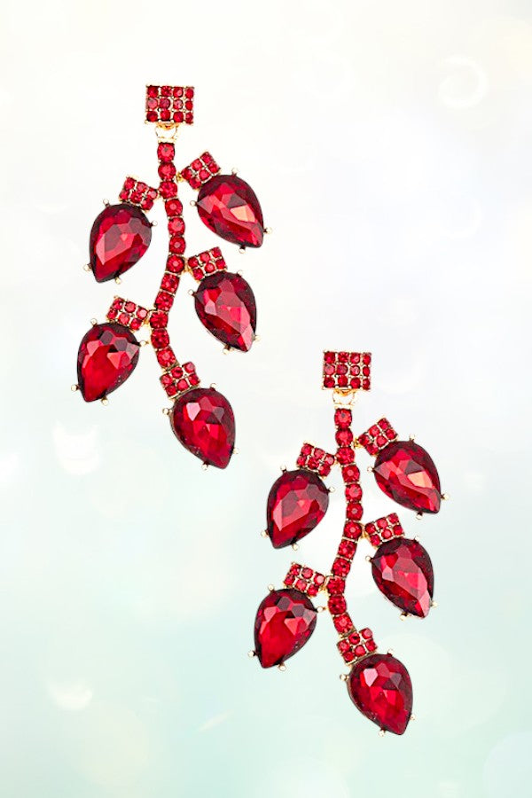 FACETED CRYSTAL GEM VINE ACCENT DROP EARRING