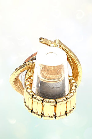 CRYSTAL AND RHINESTONE OVAL STRETCH RING