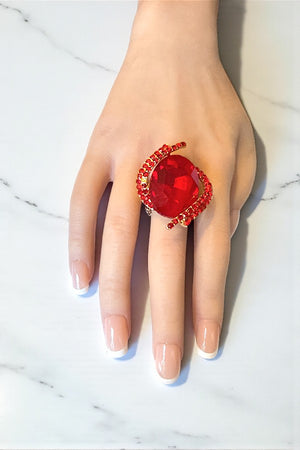 CRYSTAL AND RHINESTONE OVAL STRETCH RING