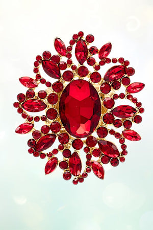 CRYSTAL GEM PAVE FLORAL STRETCH RING