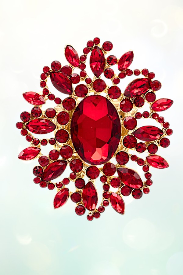 CRYSTAL GEM PAVE FLORAL STRETCH RING