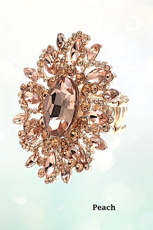 CRYSTAL GEM PAVE FLORAL STRETCH RING