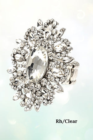 CRYSTAL GEM PAVE FLORAL STRETCH RING