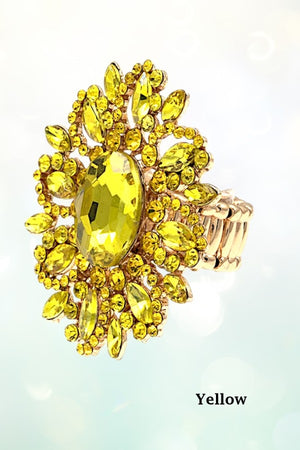 CRYSTAL GEM PAVE FLORAL STRETCH RING