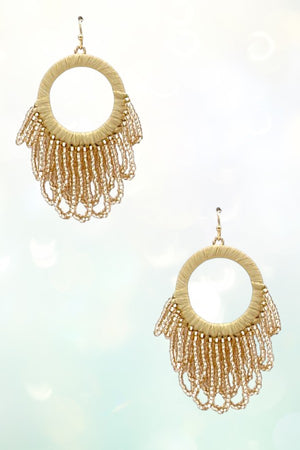 LOOP BEAD FRINGE CIRCLE DROP EARRING