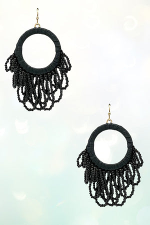 LOOP BEAD FRINGE CIRCLE DROP EARRING
