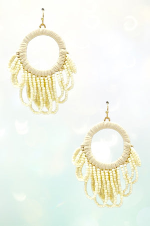 LOOP BEAD FRINGE CIRCLE DROP EARRING