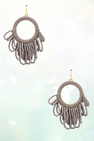 LOOP BEAD FRINGE CIRCLE DROP EARRING