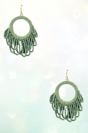 LOOP BEAD FRINGE CIRCLE DROP EARRING