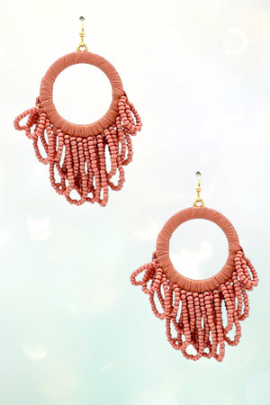 LOOP BEAD FRINGE CIRCLE DROP EARRING