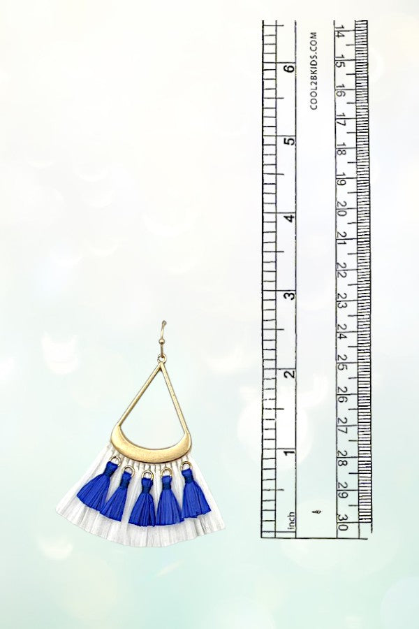 Teardrop Game Day Color Tassel Fan Out Earring